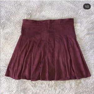 Pleated Suede Skirt
